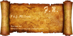 Foj Milos névjegykártya